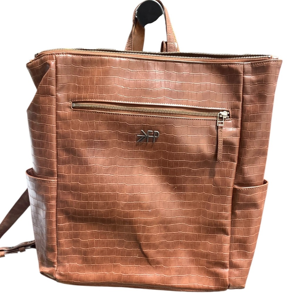 Freshly Picked Brown‎ Croc Embossed Vegan Leather Classic Diaper Bag Backpack